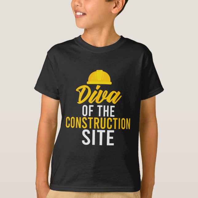 Diva Of The Construction Site Funny Construction W T-Shirt (Front)