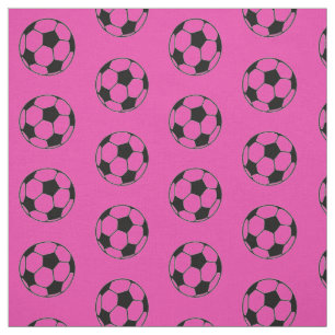 Diva Pink and Black Soccer Balls Fabric