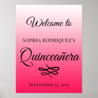 Diva Pink Quinceañera 15th Birthday Welcome Poster