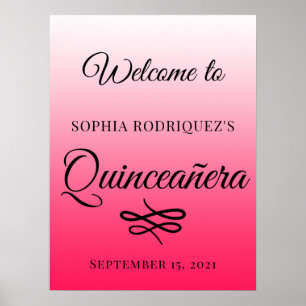 Diva Pink Quinceañera 15th Birthday Welcome Poster