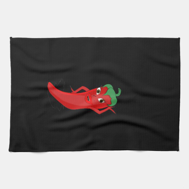 Diva Poivre Chaud Rouge Sur Serviette Noire (Horizontal)