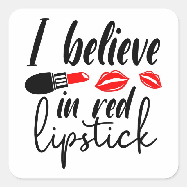 Diva Red Lipstick Cosmetology Makeup Artist Square Sticker (Front)