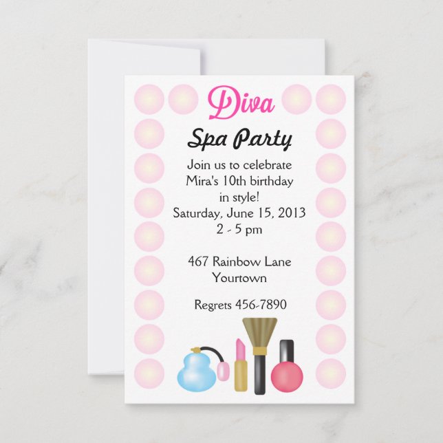Diva Spa Party Invitations (Front)