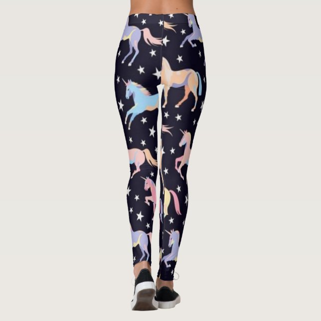 Diva Style unicorn imprimé sur leggings noirs desi (Dos)