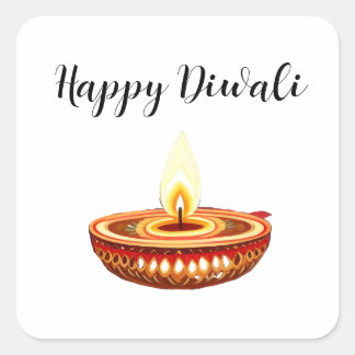 Divali candle square sticker