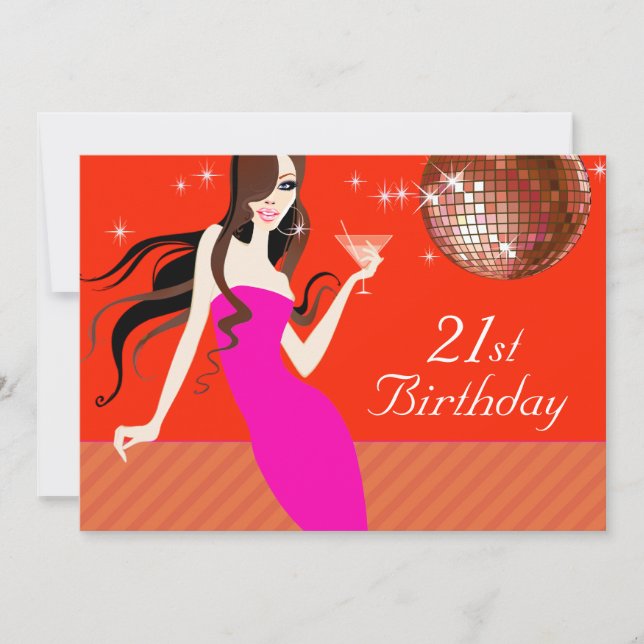 Divalicious Cocktails 21st Birthday Party Invitation (Front)