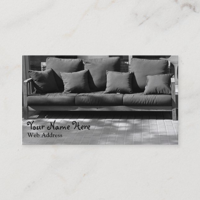 Divan sur le carte de visite de rue noir et blanc (Devant)