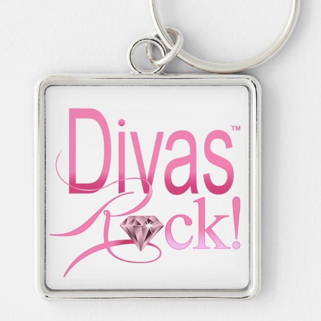 divas+rule gem+gemstone+sparkle+diamond+sparkling keychain (Front)