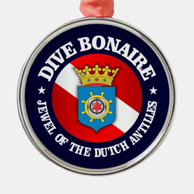 Dive Bonaire (rd) Metal Ornament (Front)
