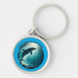 Dive Deep Live Free Dolphin  Keychain