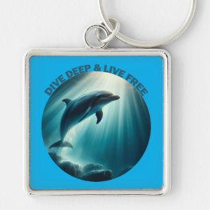 Dive Deep Live Free Dolphin  Keychain
