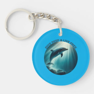 Dive Deep Live Free Dolphin  Keychain