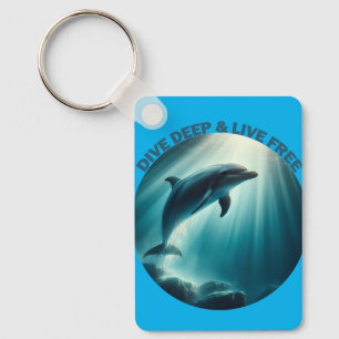 Dive Deep Live Free Dolphin  Keychain