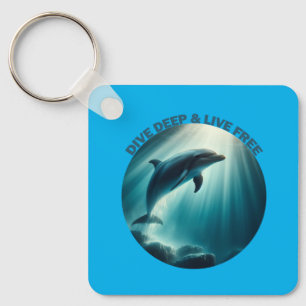 Dive Deep Live Free Dolphin  Keychain