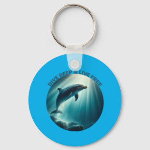 Dive Deep Live Free Dolphin Keychain