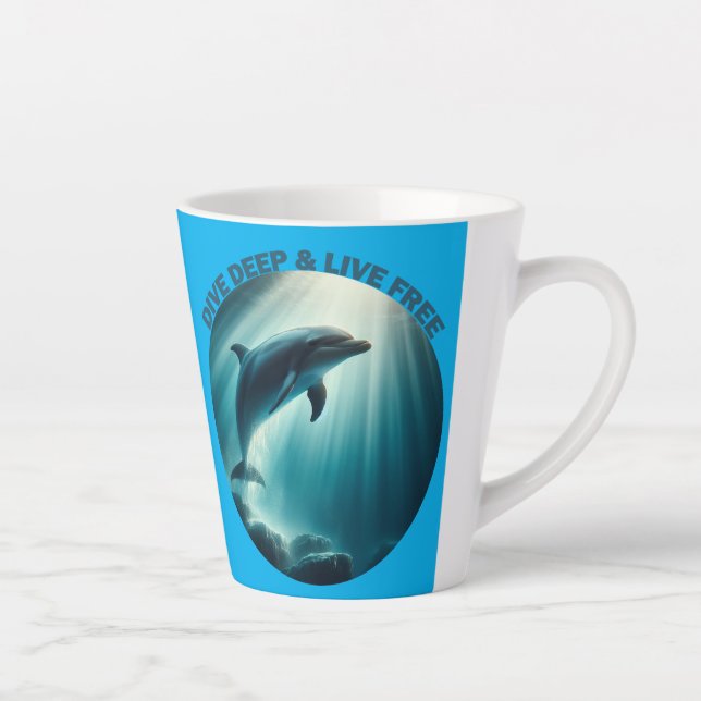 Dive Deep Live Free Dolphin  Latte Mug (Right)