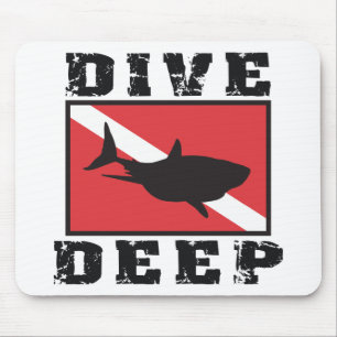 Dive Deep Shark SCUBA Flag Mouse Pad