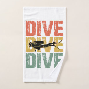 Dive Dive Dive - Scuba Diver Underwater Diving Hand Towel