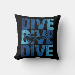 Dive Dive Dive - Scuba Diver Underwater Diving Throw Pillow