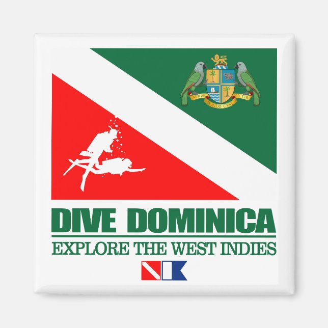 Dive Dominica (sq) Magnet (Front)