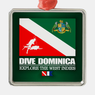 Dive Dominica (sq) Metal Ornament