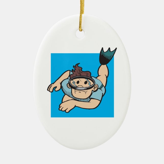 Dive Down Ceramic Ornament (Front)