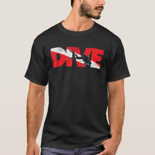 Dive Flag Diver Down Aquaholic Scuba Diving Ocean T-Shirt
