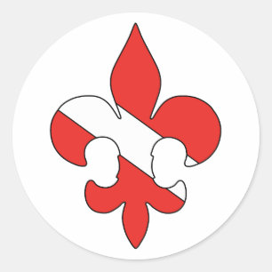 Dive Flag Fleur de lis Round Stickers
