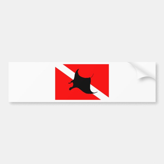 Dive Flag Manta Ray Bumper Sticker (Front)