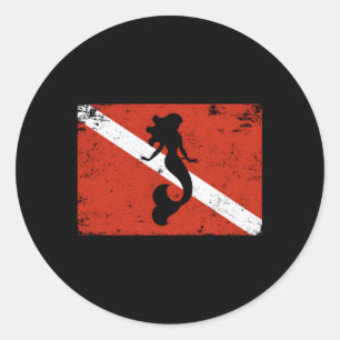 Dive Flag Mermaid Scuba Classic Round Sticker