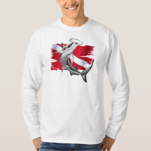 Dive flag with hammerhead shark-diver down T-Shirt