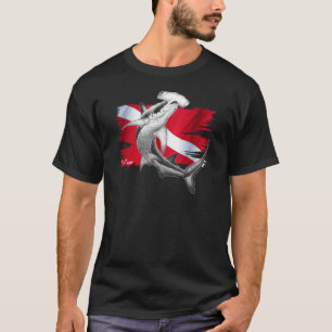 Dive flag with hammerhead shark-diver down T-Shirt