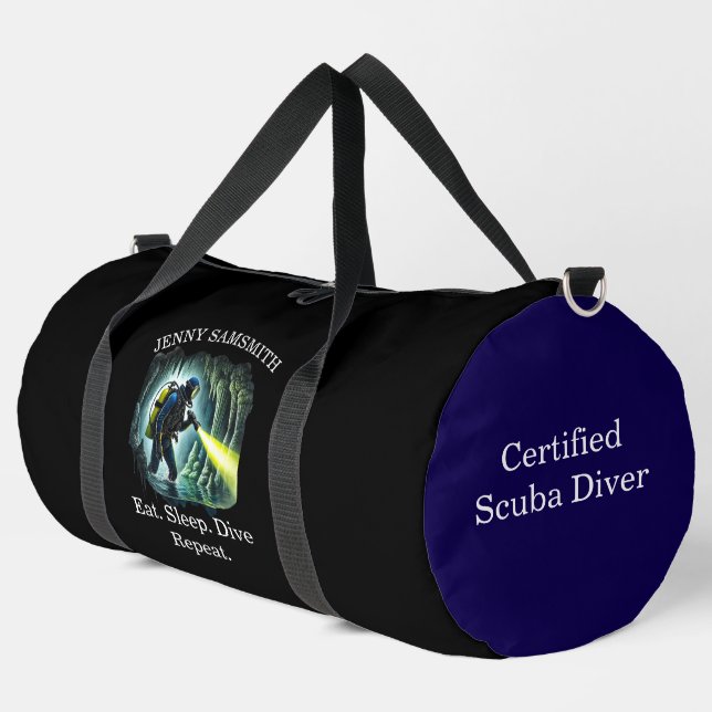 Dive Hard: Ocean Adventures Await! Duffle Bag (Left Corner)