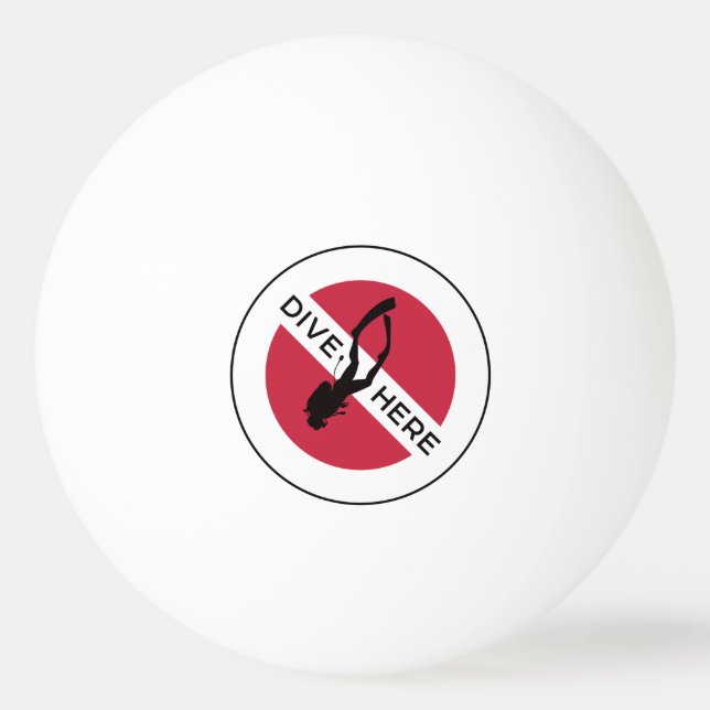 Dive Here Ping Pong Ball (Front)