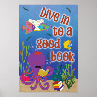 Dive in to a Good Book Pun Poster