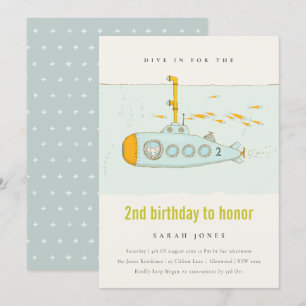 Dive In Undersea Submarine Any Age Birthday Invite