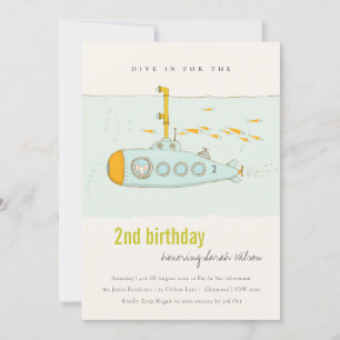 Dive In Undersea Submarine Any Age Birthday Invite