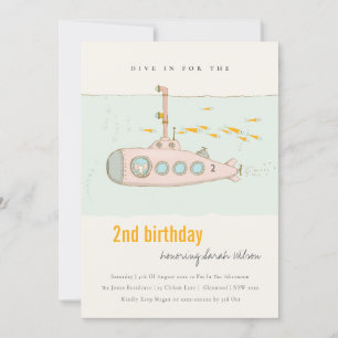 Dive In Undersea Submarine Any Age Birthday Invite