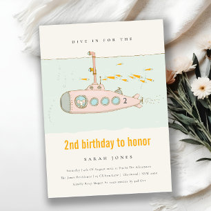 Dive In Undersea Submarine Any Age Birthday Invite