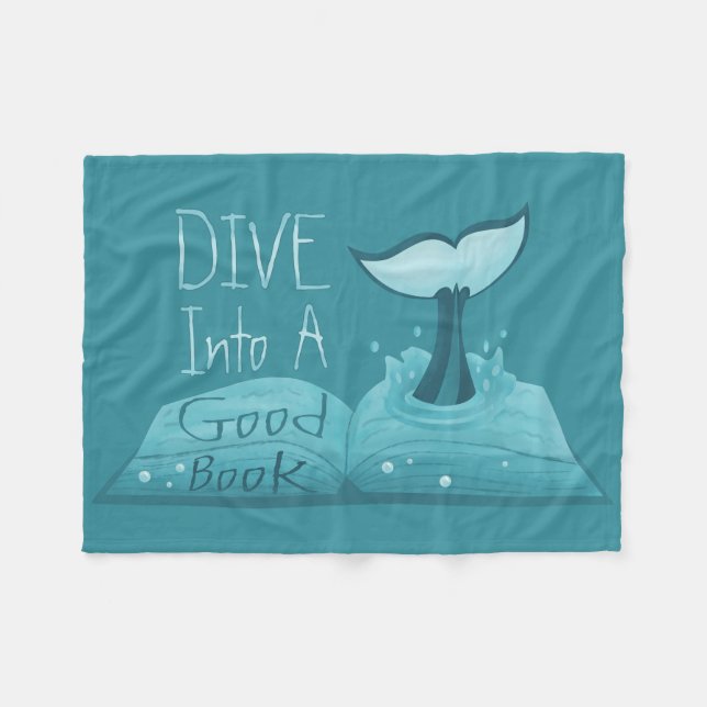 Dive into a Good Book Fleece Blanket (Front (Horizontal))
