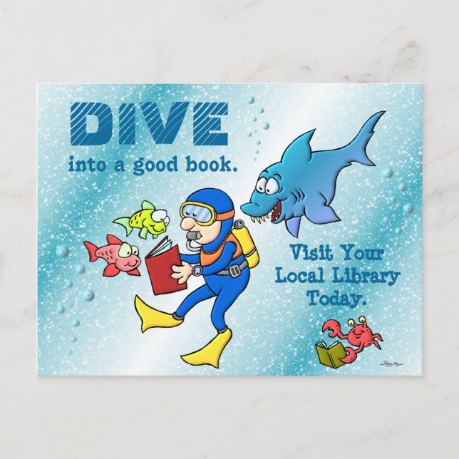 Dive Into A Good Book Postcard (Front)