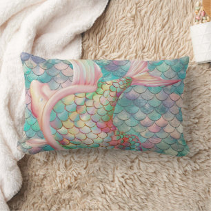 Dive into Dreams Mermaid Net Throw Pillow Cover