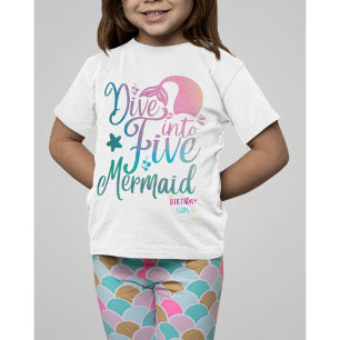Dive into Five 5th Birthday Girl Mermaid T-Shirt
