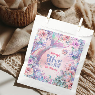 Dive into Five Flower Glitter Mermaid Tail Favour Bag