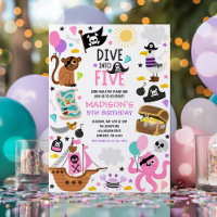 Dive Into Five Girl Pink Pirate 5th Birthday Party