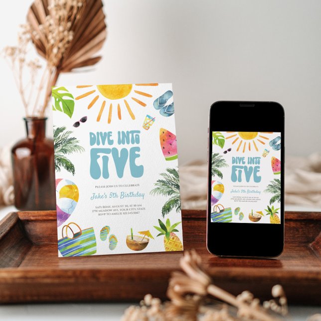 Dive into Five Retro Birthday Invitation (Creator Uploaded)
