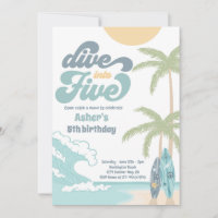 Dive Into Five Retro Surf 5th Birthday Party