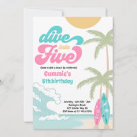 Dive Into Five Retro Surf 5th Birthday Party