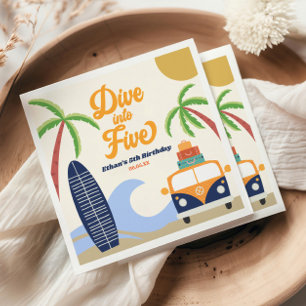 Dive Into Five Surf Blue 5th Birthday Party Napki Napkin