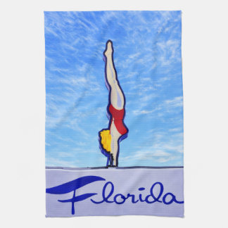 Dive Into Florida, Vintage Neon Sign, Swimsuit, Kitchen Towel